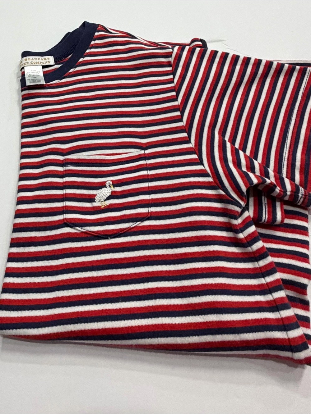 The Beaufort Bonnet Company Red, Navy & White Striped Short Sleeve Tee size 10